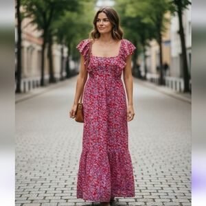 Zara Pink Floral Maxi Dress